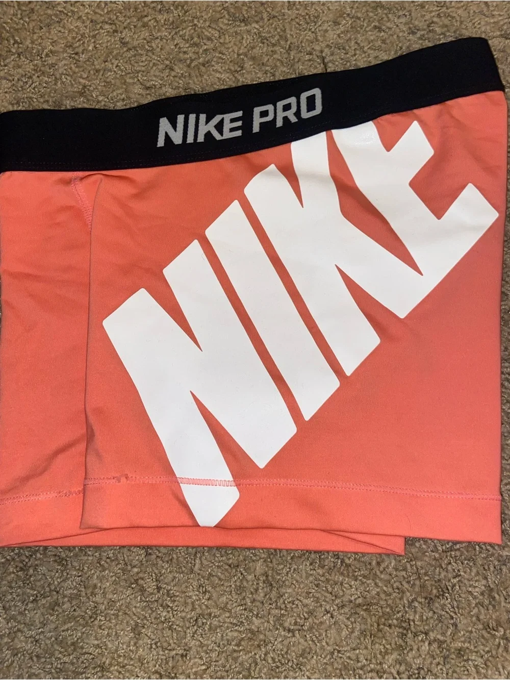 Nike Coral Athletic Pro Shorts with Black Waistband